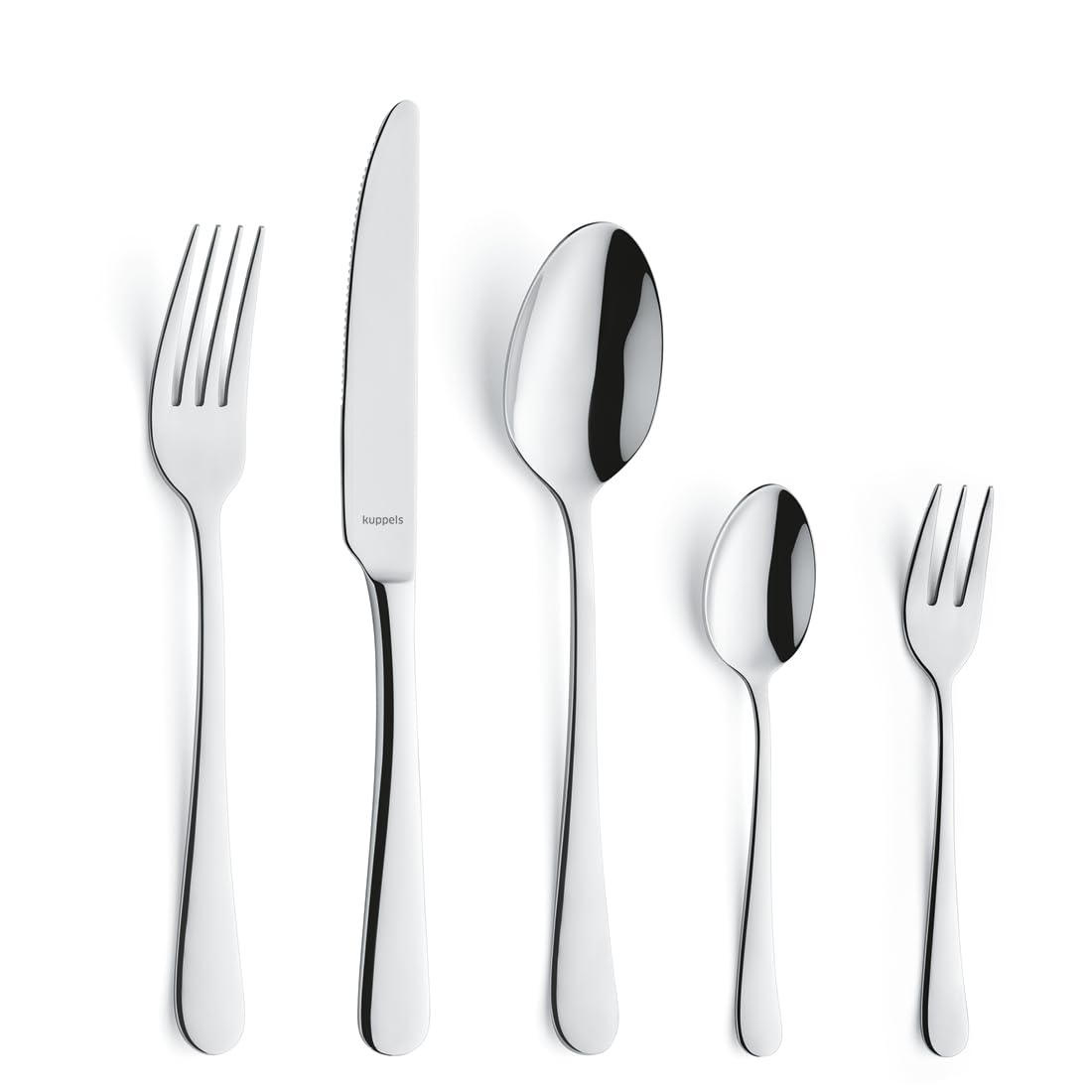 Kuppels Delia Set de couverts 30 pièces | Couverts à dîner pour 6 personnes | Couverts tendance modernes | Acier inoxydable 18/0 poli miroir | Passe au lave-vaisselle