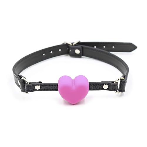 RYOZOCH Mouth Bit Ball Gag Silicone with Leather Paly Ball for Women Men - Pink+black