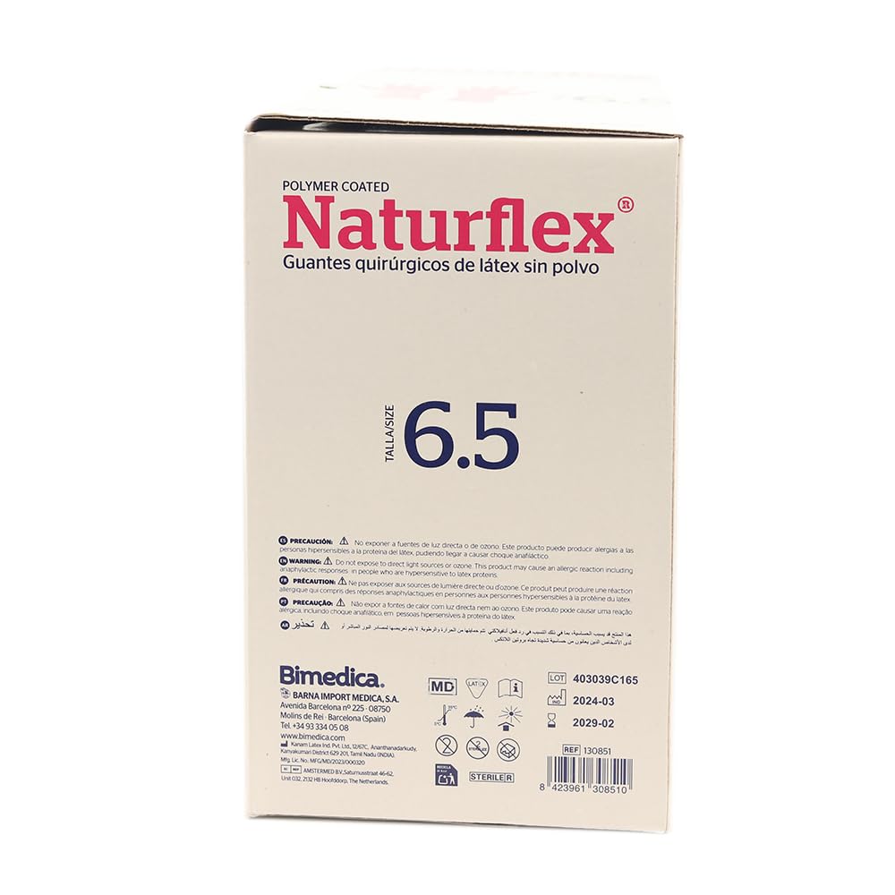 Guantes CIRUGIA NATURFLEX ESTERIL SIN Polvo 6 1/2 50 UDS BIMEDICA