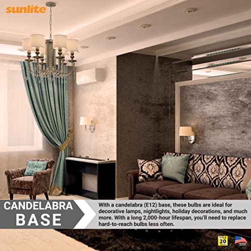 Sunlite 41761 Incandescent T7 Tubular Light Bulb, E12 Candelabra Base, 15 Watts, 90 Lumens, Salt Lamp Appliance Lamp, Dimmable, Mercury Free, Clear Glass, Title 20 Approved, 2600K Warm White, 12 Count #TOP3