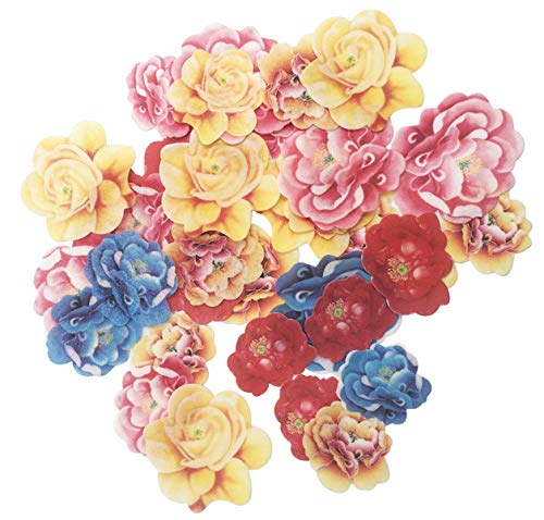 SONSMER - Juego de 30 adornos comestibles para cupcakes, diseño de peonía...