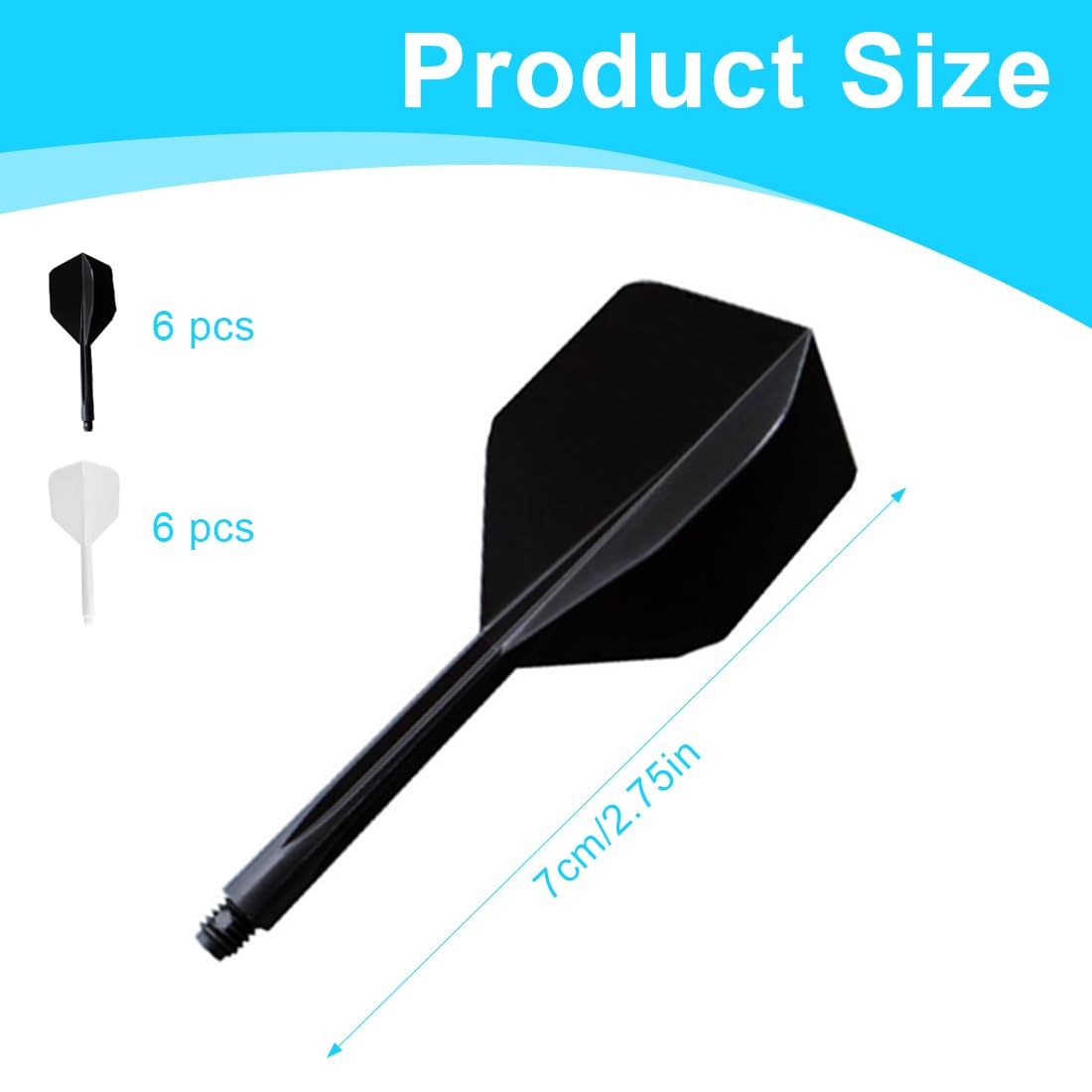 12 Pezzi Freccette Con Alette Integrate - 2BA, 75 Mm, In Plastica PP, Bianco E Nero