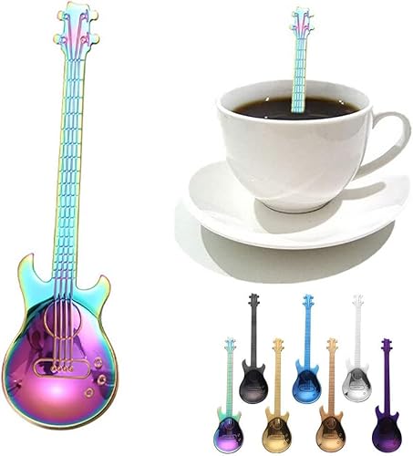 Set di 7 cucchiaini da caffè a forma di chitarra