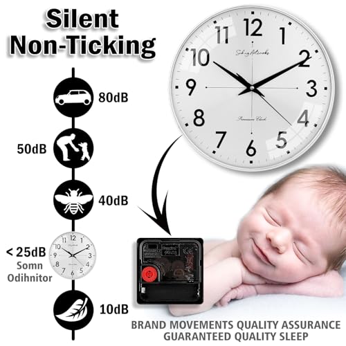 Image of Sehaz Artworks Wall Clock for Living Room Stylish | Traditional Wall Clock for Hall Big Size | Wall Watch for Living Room Stylish | Metal Dial - Silver 32x32 CM