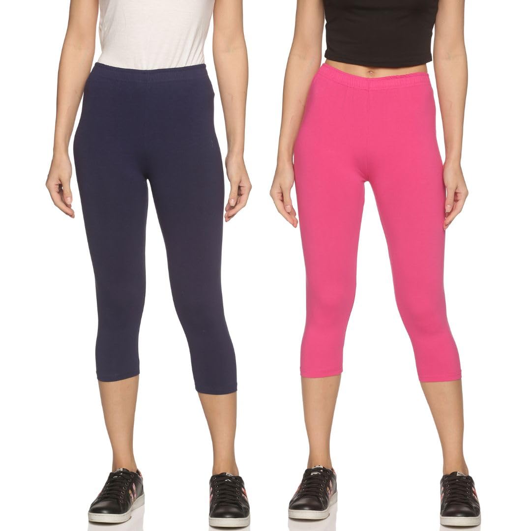 outflits Women's Knee-Length Cotton Spandex Essential Capri Stretchy Leggings |Small - 2XL Adult |Yoga Leggings, Workout, Gym, Running 3/4th Leggings for Women(OFLLC)-picture-41