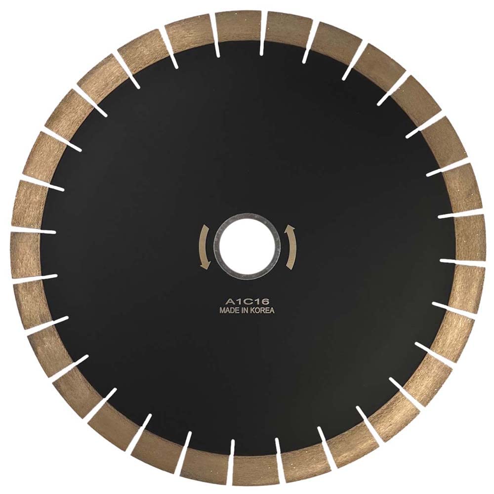 14" Bridge Saw Blade for Granite, Quartz, Slate or Other Engineered Stones, 26mm Segment Height, 3.2mm Segment Width, Wet Only, 60/50 Arbor