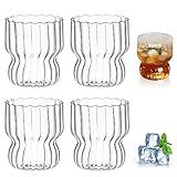 Udbrud Latte Macchiato Gläser, 4 Stück Kaffeetassen 260ml Cappuccino Gläser Espressotassen Set klarer Borosilikatglasbecher Saftgläser Dessertgläser Wassergläser für Latte, Tee, Eis, Milch, Bier