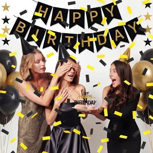 Image of Sumind 1000 Grams Gold Black Large Metallic Confetti Glitter Throwable Table Scatter Foil Confetti for Halloween Wedding Birthday Party Baby Shower Christmas Graduation Celebrations
