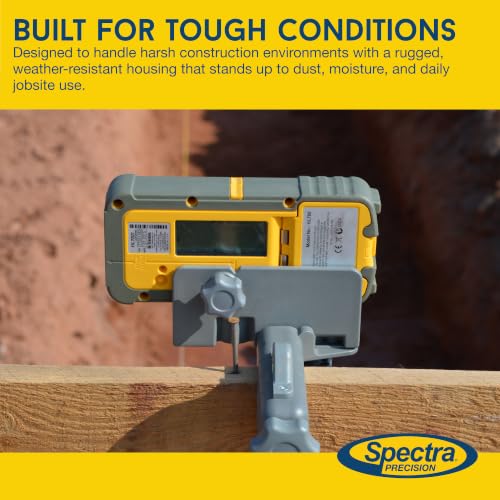 Image of Spectra Precision HL760 Laser Level Receiver, Front and Back LCD Displays, Digital Readouts, Select Units of Measure, Waterproof