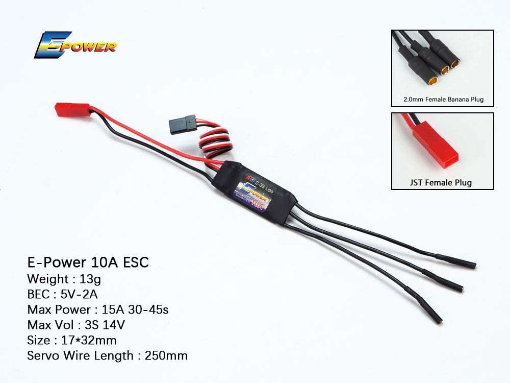 Brushless ESC 5A/1S ; 5A/2S ; 10A 20A 30A 40A Electric Speed Controller for RC Airplane Model Plane Spare Parts (10A ESC * 1PCS)