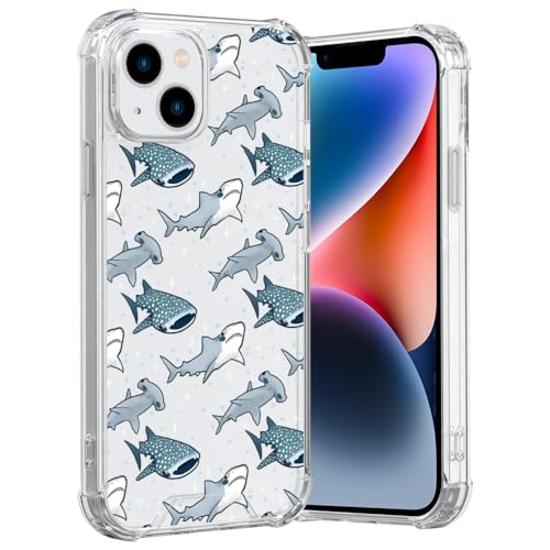 Coque iPhone 14 et 13 protection TPU souple transparente motif requin