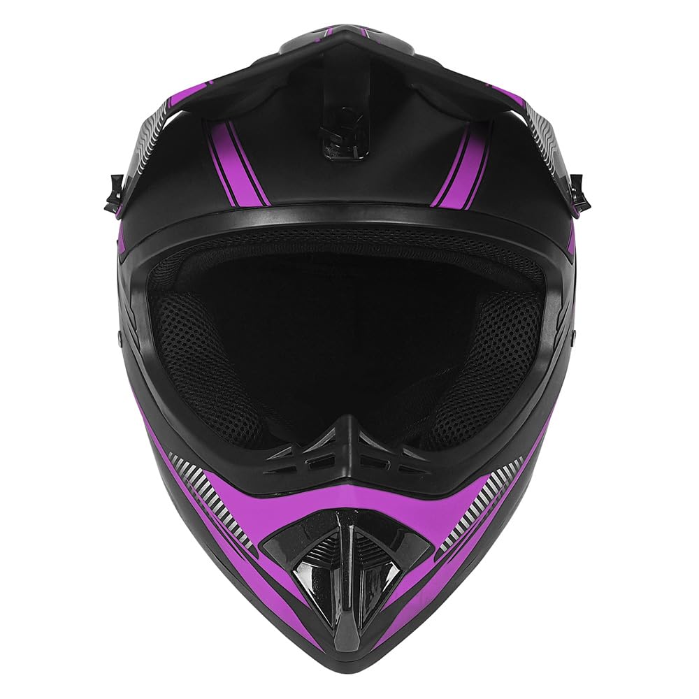 Młodzieżowe kaski motocrossowe, offroad, kaski rowerowe dla chłopców i dziewczynek, spersonalizowane kaski motocyklowe, standardy CE (fioletowy, S)