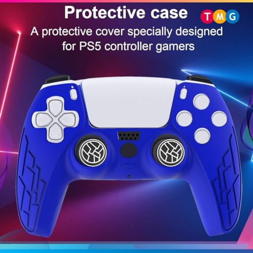 Image of TMG Anti-Slip Controller Silicone Skin for Ps5, Ergonomic Rubber Protective Case with 2 PC matching Thumb Grips (Blue)