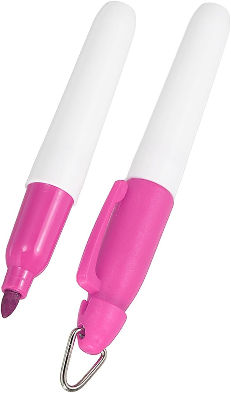 YOKIVE 2 Pcs Mini Permanent Markers, Office Golf Balls Markers Pens with Keychains Clips for Meeting Home Desktop Accessories (Pink)