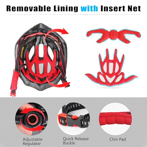 Bike Helmet Men Women, Shinmax Bicycle Helmet with Rear Light and Detachable Visor - Thumbnail 5