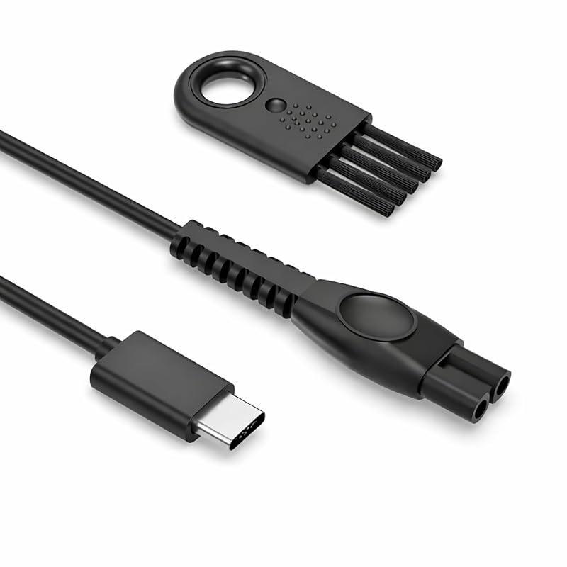 Cabo carregador USB-C Nicpower 5V compatível com barbeadores Philips Norelco e aparadores OneBlade, pacote com 2