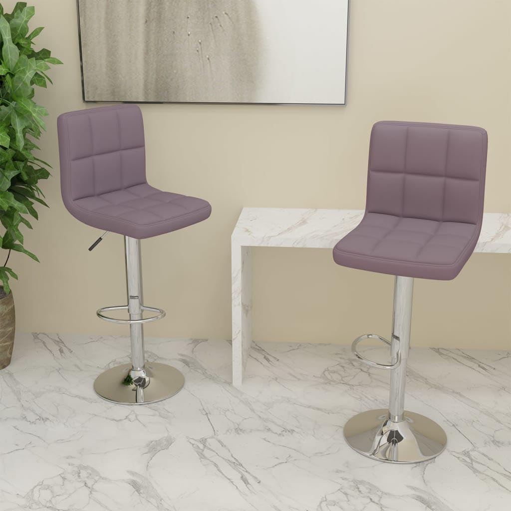 Taboret barowy 2 szt. materiał w kolorze szarobrązowym (taupe), regulacja wysokości z podnóżkiem, obracany o 360 stopni, chromowany stelaż metalowy, krzesło tapicerowane do kuchni, baru