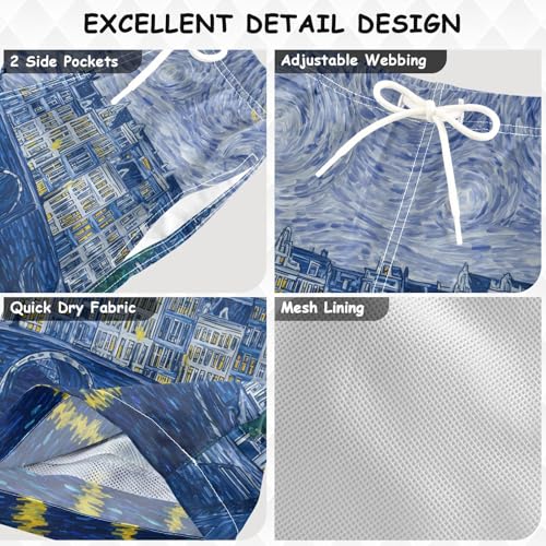 Boys Swim Trunks Skyline Canals Bridges Swirling Toddler Swim Shorts Beach Board Shorts Swimsuit3