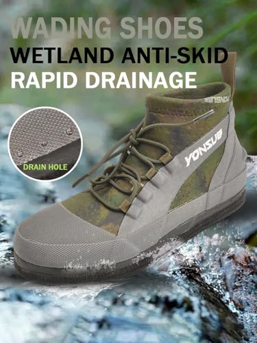 Rock Fishing Wading Boots with Felt Sole & Steel Studs – Anti-Slip Neoprene Reef Shoes for Men, Quick-Dry Breathable Drainage Shoes for Surf, Jetty, and Sea Fishing2