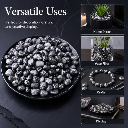 Image of Polished Yooperlite Crystal Chips Bulk 200 Pcs - 0.3 inch Small Tumbled Stone Chips Rocks, 10 oz Crushed Sea Glass Vase Filler Stones for Healing, Reiki, Crafting, Home Decor