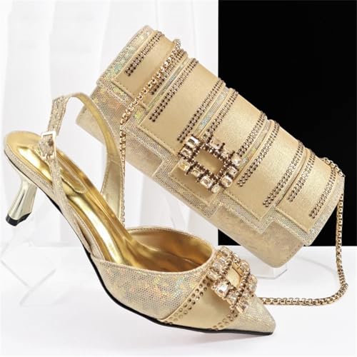 Women Shoes and Bag Set African Ladies High Heels Pumps Matching with Handbag Nigerian Sandals3