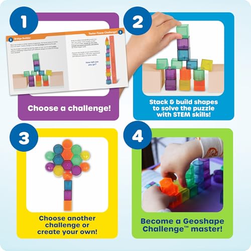 Learning Resources STEM Explorers GeoShape Challenge - 3D Geometry School Shapes, Montessor Math Manipulatives, Critical Thinking, STEM Homeschool, Classroom Must Haves, Teacher Supplies - Image 4