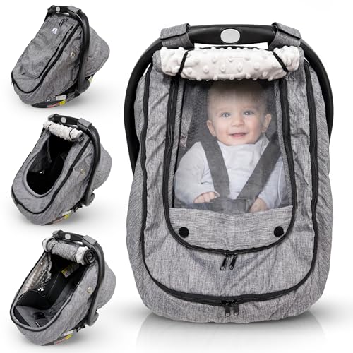 Image of HippoBaby Waterproof Baby Car Seat Cover | Windproof Carseat Cover for Babies | Infant Car Seat Cover for Boys, Girls & carseat Covers Baby Girl | Universal Fit (Gray)