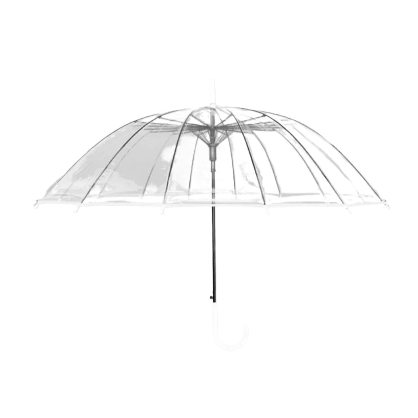 Genérico Paraguas Transparente Estilo 23 Pulgadas 16 Costillas Mango Curvo Recto Paraguas Impermeable For Uso Diario Al Aire Libre