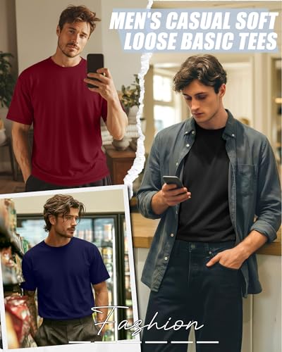 Image of Neer 3 Pack Big and Tall T-Shirts for Men L-7xl Tops | Large Casual Stretch Workout Tees, Short Sleeve Crewneck Oversized Shirts, Classic Summer Outfits, Comfy Basic Loose Clothes