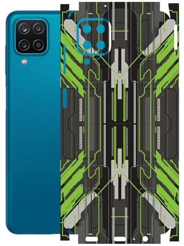 Image of AtOdds - Full Body Back Screen Guard Protector Film - Lamination Wrap Skin Sticker Compatible with Samsung Galaxy A12 | Scratchproof Matte Finish (Cyber Green)