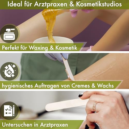 Theracaso Holzmundspatel – 100 Stück unsteril, 15 x 1,8 cm– Mundspatel, Holzstäbchen zum Basteln, Zungenspatel, Holzspatel für Kosmetik, Waxing & Arztpraxen