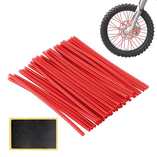 72 Piezas Reflectores de Radios de Bicicleta, Pegatinas Bicicleta, Reflectores de Radios de Visibilidad, Reflectante para Rueda de Alta Visibilidad, Radios de Bicicleta Reflectantes, Rojo