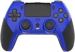 Controle de jogo sem fio para PS4/PC/Android/iOS, gamepad Bluetooth com Turbo, vibração dupla, movimento de 6 eixos, programação macro, bateria de longa duração, compatível com jogos PS4 no PS5 (azul)