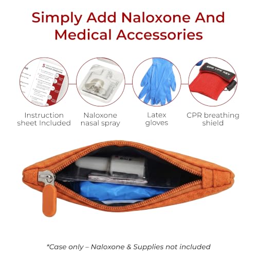Image of 10 PACK Naloxone Overdose Kit Bag - Compact Canvas Pouch for Naloxone Nasal Spray & Opioid Emergency Response - Holds 2 Naloxone Sprays & Accessories - Naloxone Not Included (Orange, 10 Units)