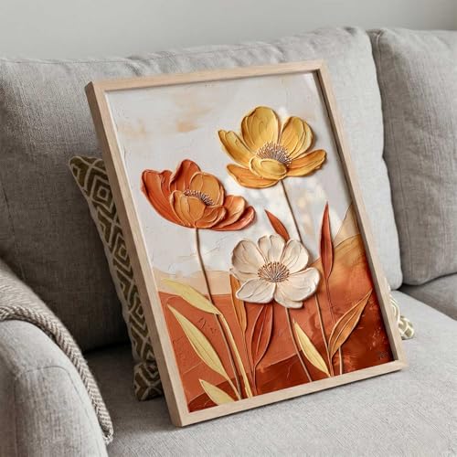Image of kotart Aesthetic flower Art Home Decoration Painting | Floral Paintings With Frame For Living Room Bed Room Hotel Wall Decor Digital Reprint (13x17 inch)