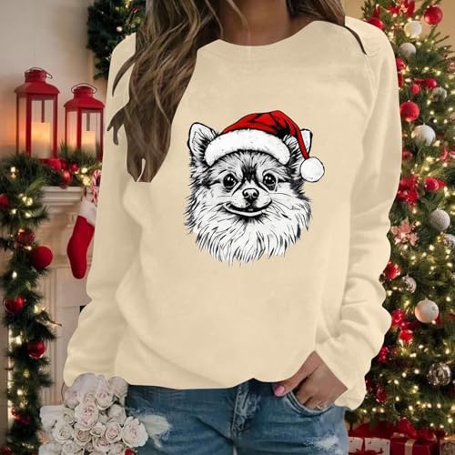 Christmas Sweatshirts for Women Cute Dog Graphic Crewneck Xmas Pullover - image 2