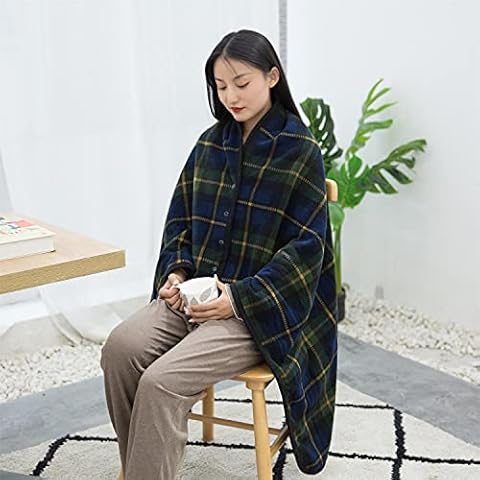 BESALILY Warm Wearable Blanket, Poncho Blanket with Buttons, Comfy Fleece Cuddle Throw Wrap Cape Lounge Blanket (Dark Green) Cover