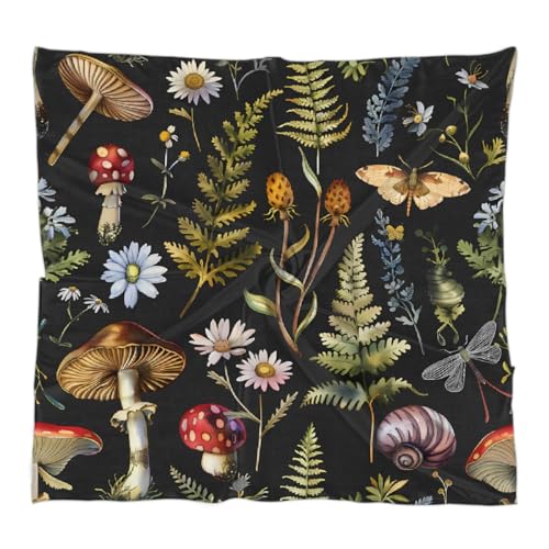 Forest Mushroom Snails Leaves Square Silk Scarf for Women, 23.6