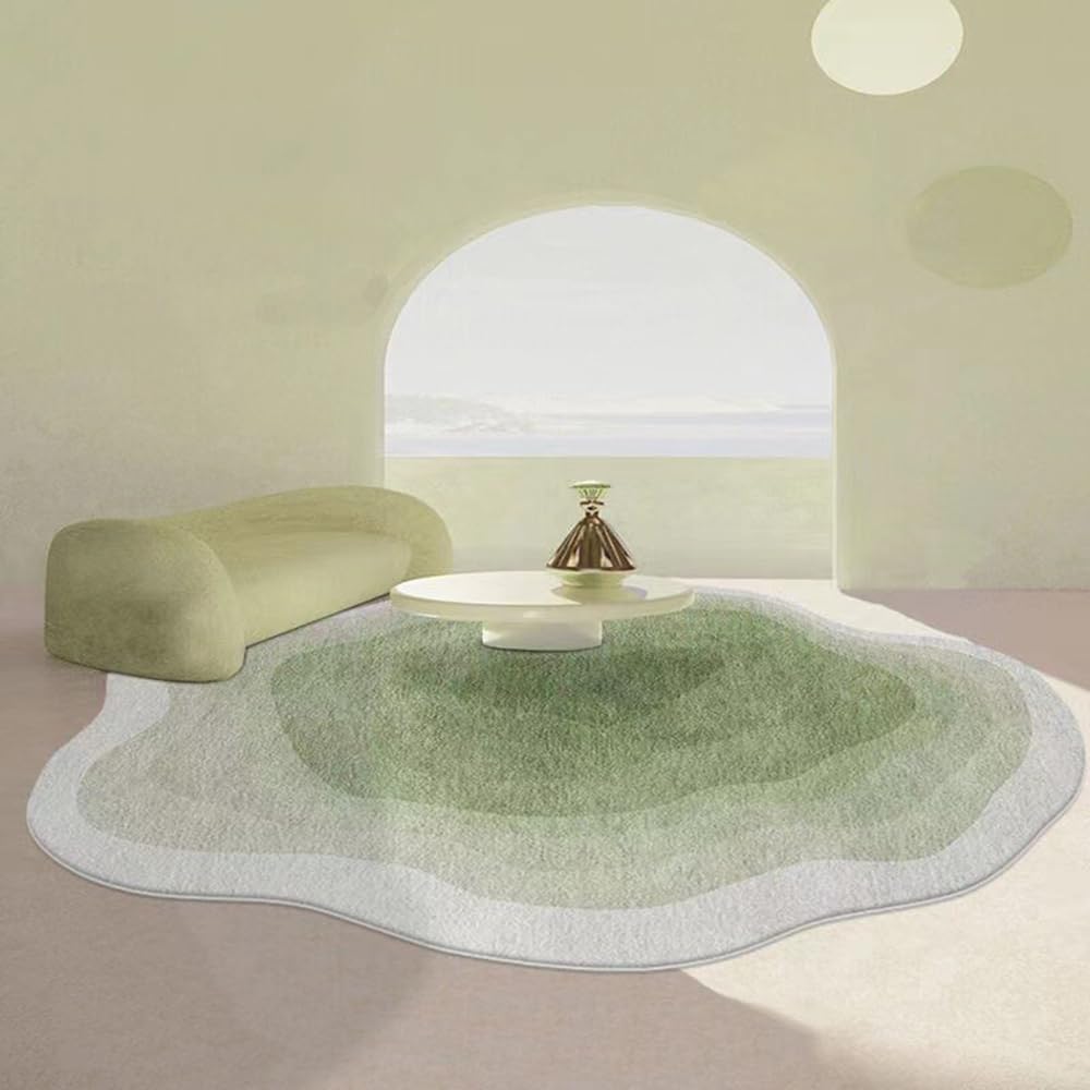 Tappeto in morbido peluche a pelo corto, antiscivolo, lavabile, design con colori sfumati, decorazione per soggiorno e pavimento (120 x 160 cm, verde salvia)