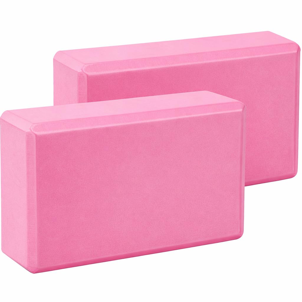 2Pcs Yoga Blocks – Anti-Slip Foam Gym Bricks for Pilates, Stretching & Fitness | Lightweight, Durable & Travel-Friendly Yoga Accessories for Exercise & Practice (Pair of Pink, 23 x 15 x 7.5 cm)