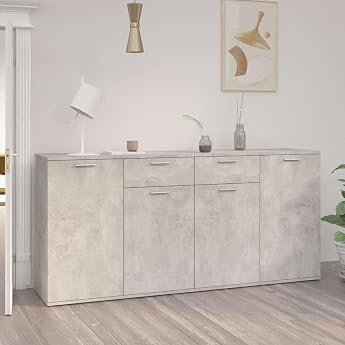 Myheimly Sideboard with 2 Doors 1 Drawer Sideboard Multi-Purpose Cabinet Side Cabinet Standing Cabinet Concrete Grey 160 x 36 x 75 cm Wood Material