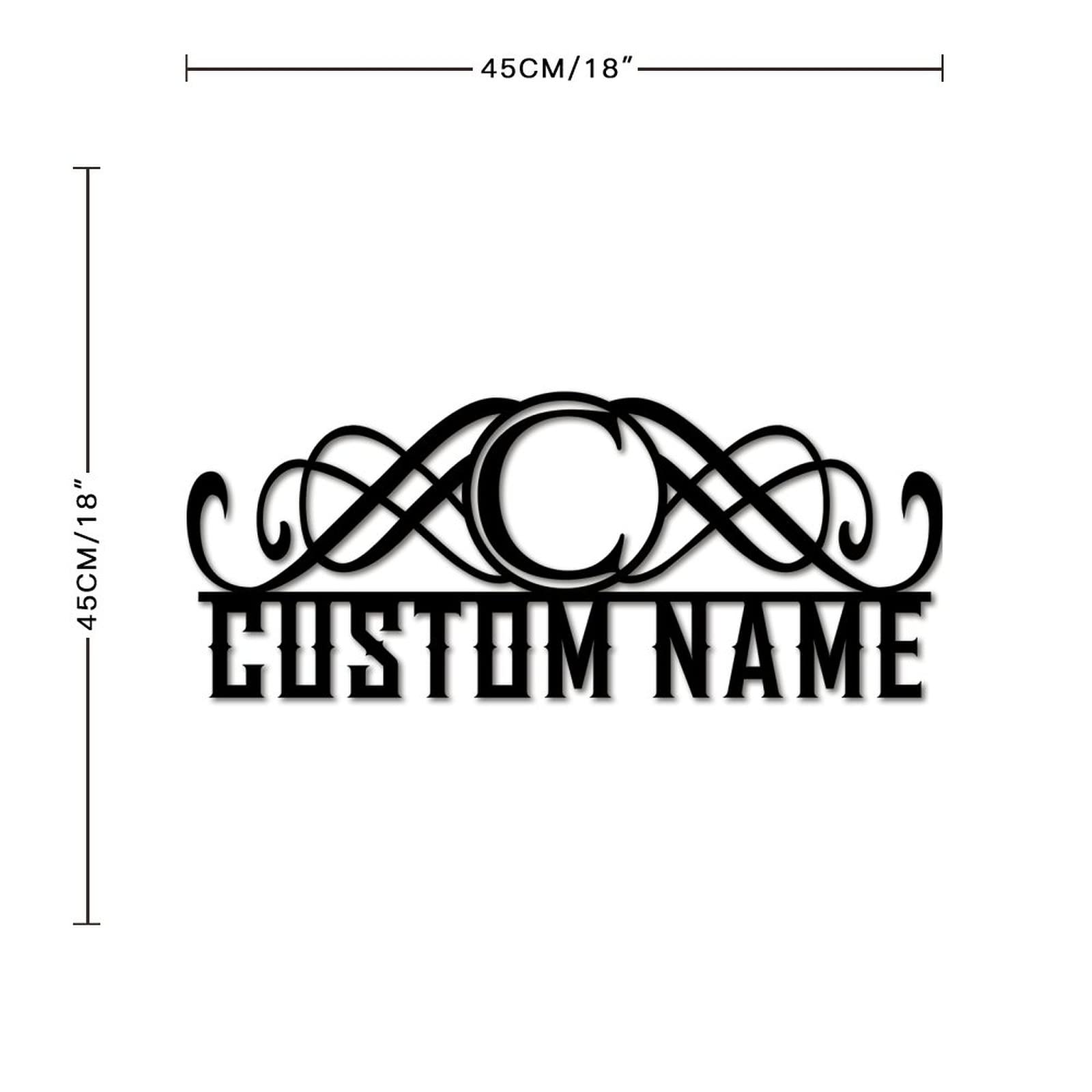 Monogramm geteilter Buchstabe C, personalisierter Nachname, Metallschilder, Tür-Metallaufhänger, Wandkunst, geteilter Buchstabe, Namensschild, personalisierbarer Nachname, Datumsschild, Jahrestag,