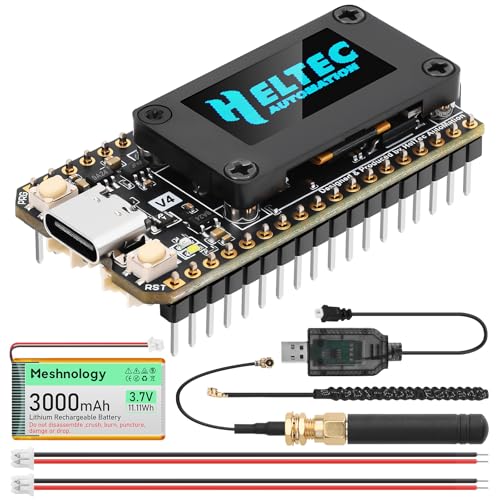 Meshnology ESP32 LoRa V4 Dev Board + 3000-mAh-Akku verbessertes ESP32-S3 LoRa WLAN Bluetooth 2 MB PSRAM 16 MB Flash 863-928 MHz Antennen OLED Unterstützt GPS und Solar für Arduino Meshtastic LoRaWAN