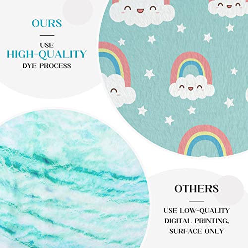 Kids Baby Blankets Unisex Newborn, Super Soft Flannel Rainbow Throws Blankets, For Toddler Baby Nursery Bed Blankets Stroller Crib Shower Gifts, 32 X 48 Inch, Green Rainbow Cloud #TOP3