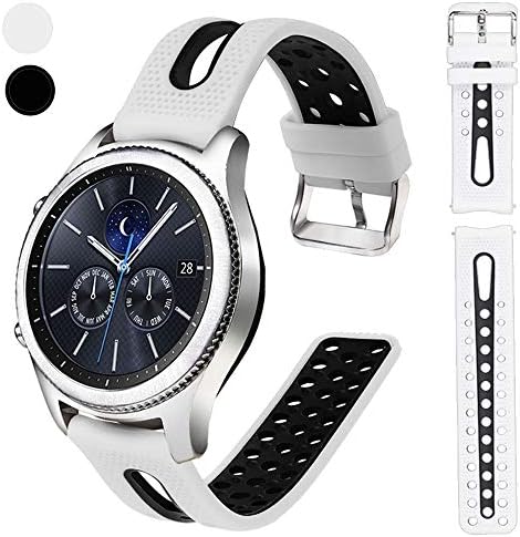 Nigaee Compatible with Samsung Gear S3 Frontier & Classic, Galaxy Watch 46mm Bands, 22mm Silicone Watch Band Quick Release Strap Replacement for Gear S3 Smartwatch Bands Women Men, White&Black