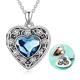Heart Locket Necklace That Holds Pictures Sterling Silver Flower Lockets Jewelry for Women - Always...