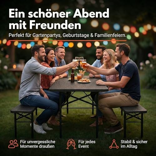 Mesa de cerveza madera plegable conjunto camping 10 personas 8