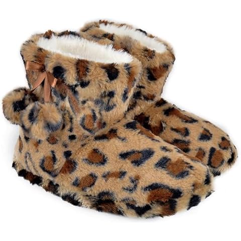 A2Z Ladies Leopard Print Faux Fur Booties Cover