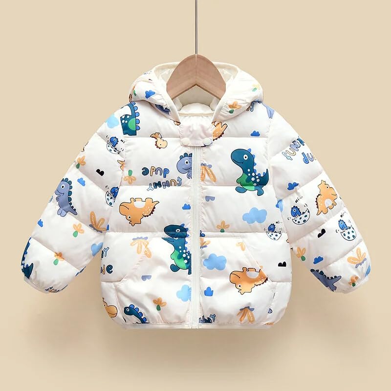 Image of Bold N Elegant Kid's Standard Length Polyester Winter Dinosaur Bomber Jacket Hoodie Puffer Quilted Jacket Coat for Baby Boys and Girls