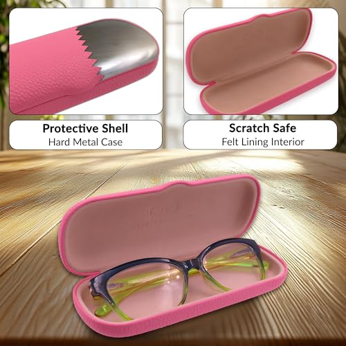 Image of MyEyeglassCase Men Small Glasses case - Eyeglasses Hard Shell Holder Pouch & Cloth-Reading Slim & Narrow Case Heavy Duty